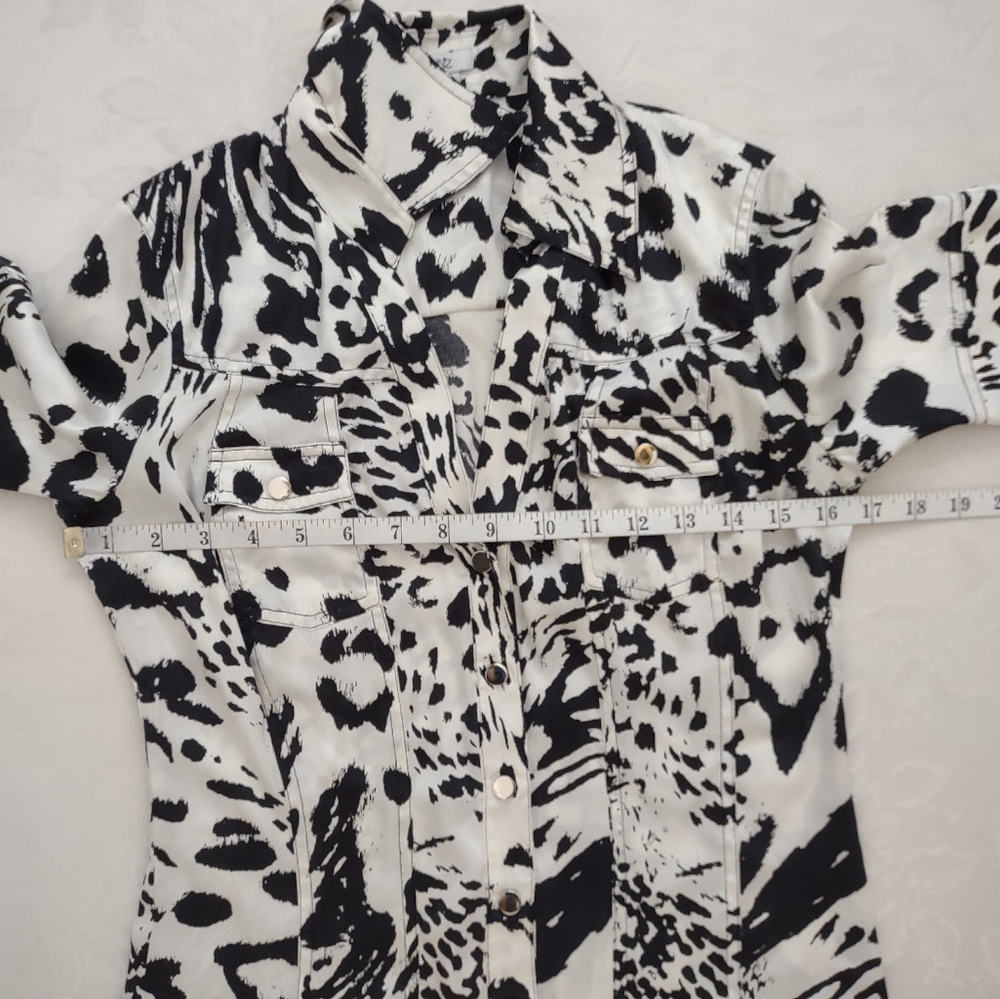 Cache Silk Lynx Animal Print Collared Blouse - image 3